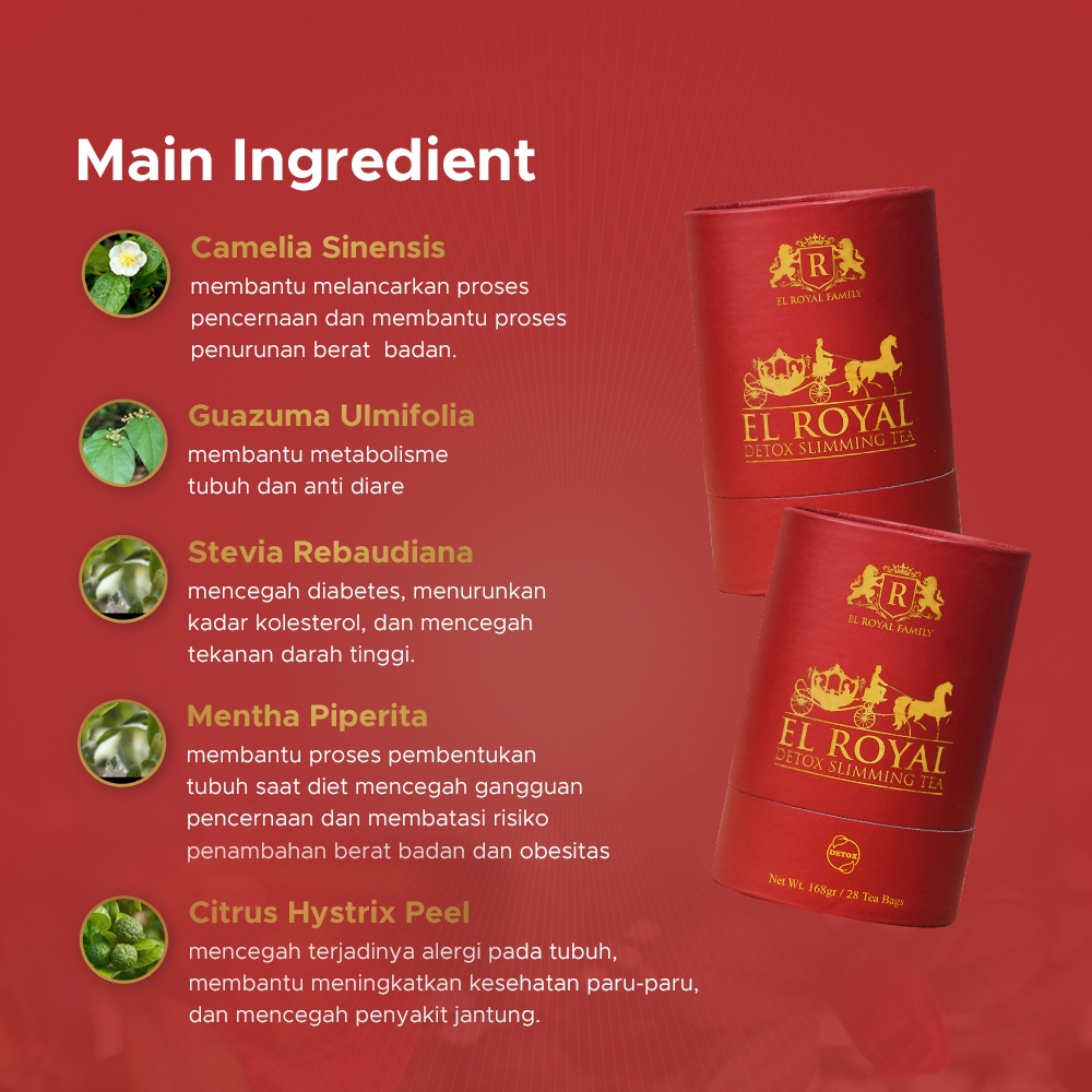 

El Royal Detox Slimng Tea - Teh Detox 2 Pcs - 5X Lebih Cepat Menurunkan Bb - Solusi Sekaligus Buang