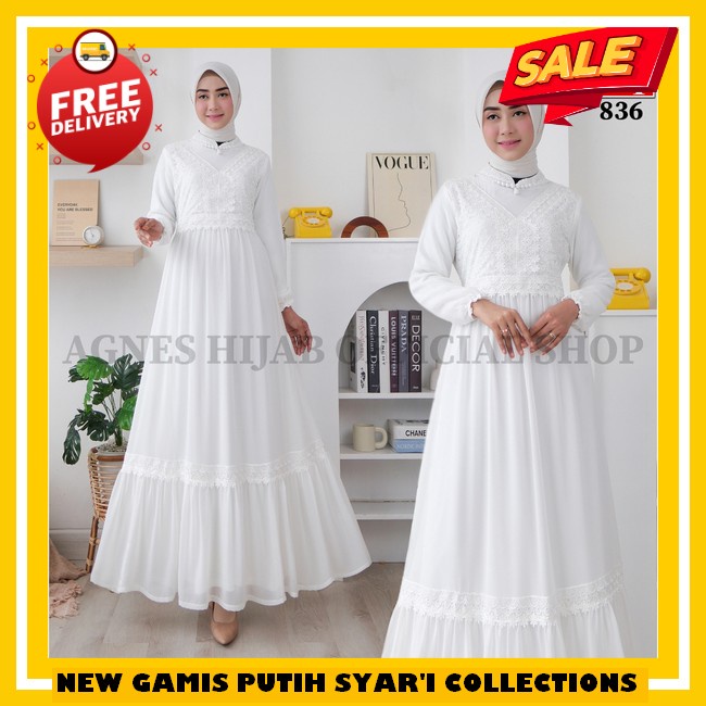 Abaya Putih Bw Pengajian Panjang Baju Muslim Games Gsamis Lbaran Pakaian Umroh Perempuan Syari Muslimah Firi Bju Gamis Haji Longdres Muslimah Kondangan Games Ibu Ibu Lebaran Ied Pkaian Cewek Gamis Wanita Kekinian Dewasa  Agnes Hijab - Jihan Dress Baju G