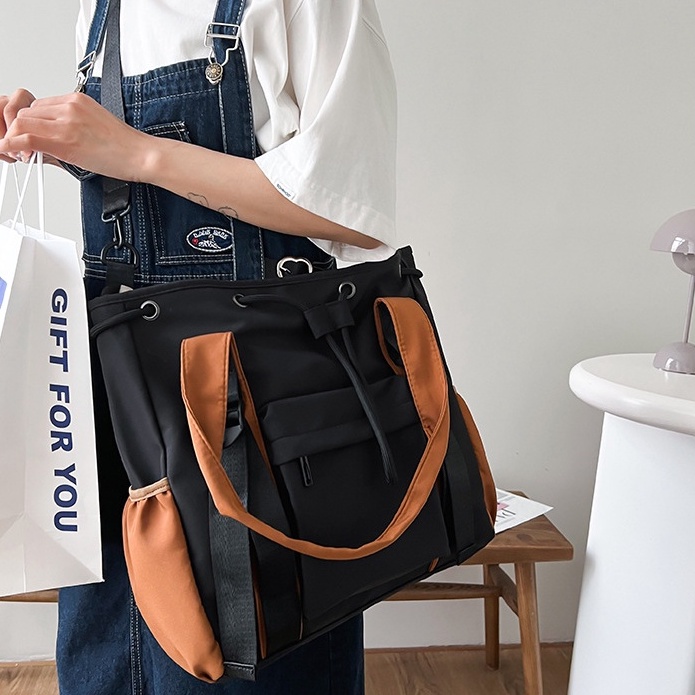 Hemat Hayden Alegra Bag Tote Bag Polos Gaya Kekinian Tas Tote Nilon Anti Air Fashionable Wanita