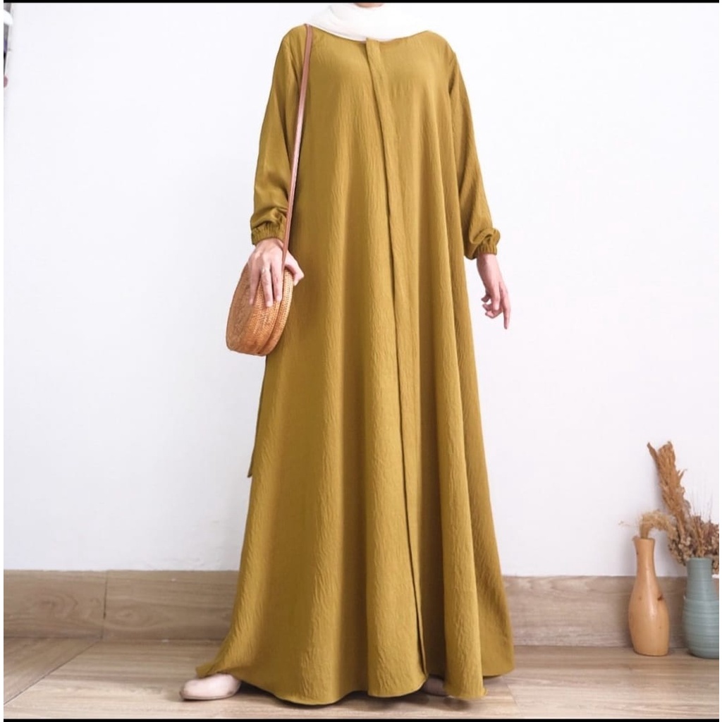 T3A LINE DRESS GAMIS CRINCLE AIRFLOW TERMURAH FASHION MUSLIM TERLARIS BUSANAN MUSLIM SYARI NSK