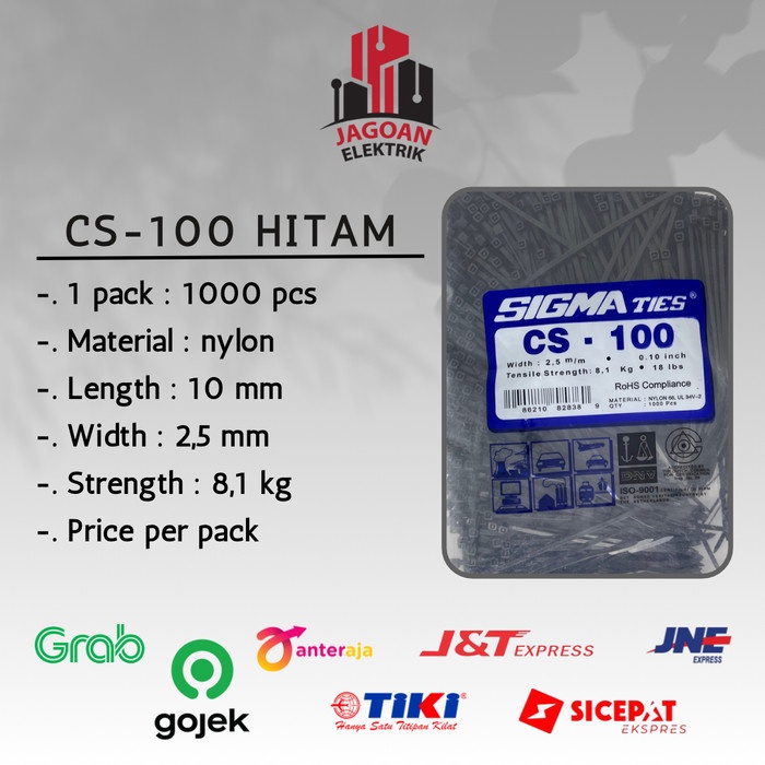 

Terbaru Kabel Tis / Cable Ties Cs-100 Hitam Isi 1000 Pcs Sigma Original Promo Terlaris