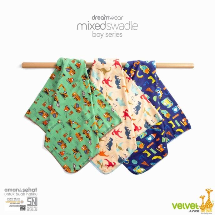 Velvet Junior Bedong Bayi / Kain Bedong Bayi Isi 3pc