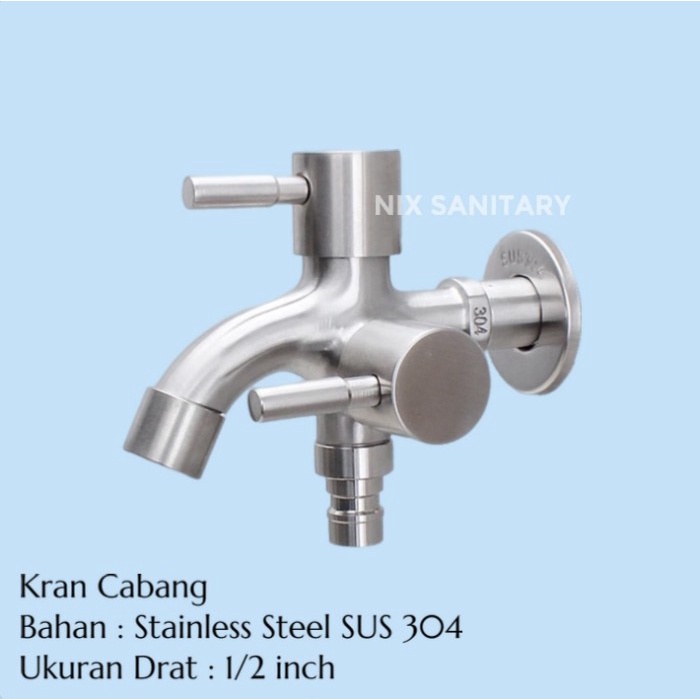Kran Cabang Stainless Steel SUS 304 Kran Cabang Shower Kran Air Double