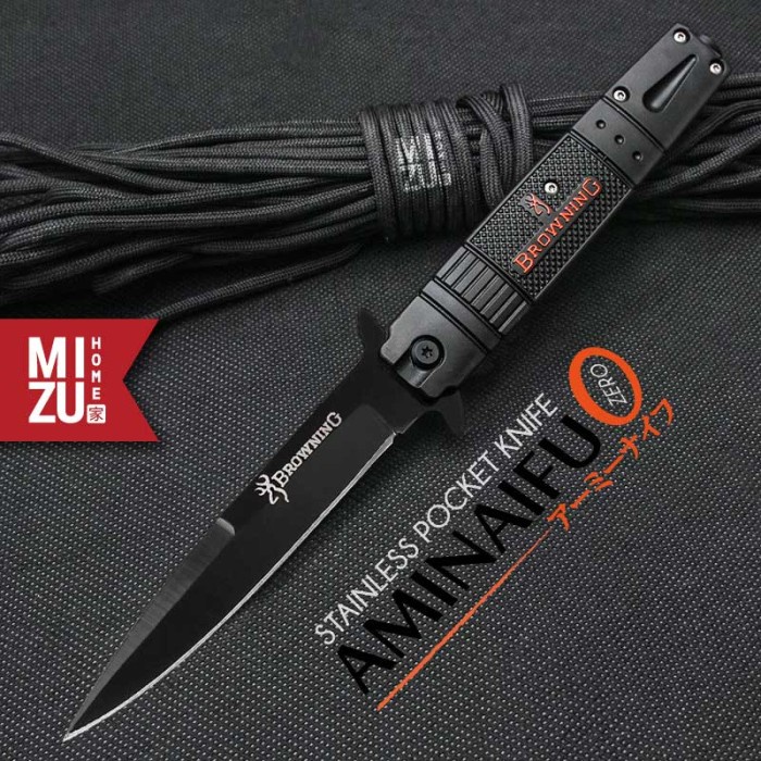 MIZU AMINAIFU-ZERO Stainless Pocket Knife Pisau Saku Lipat BROWNING