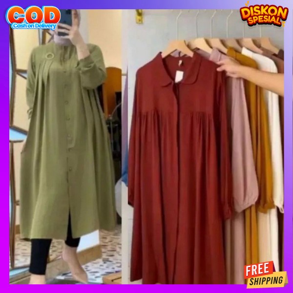 Midi Dres Eanita Dewasa Tunik Remaja Kekinian Fashion Muslim Perempuan Atadan Wanits Muselim Tunika 
