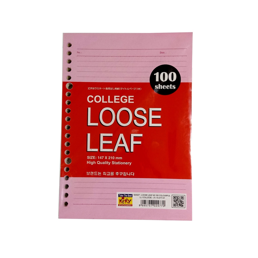 

[DIMI] Kiky Loose Leaf A5 Warna Warni 100 Lembar Isi Binder Rainbow