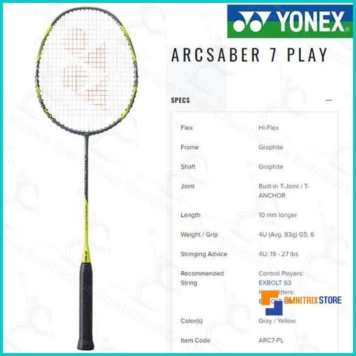 Raket Bulutangkis Yonex Arc Saber 7 Play Original - [OMX]