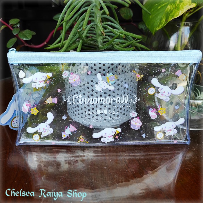 Dompet Bahan Plastik Cinnamoroll Sanrio Glitter Pouch Transparan