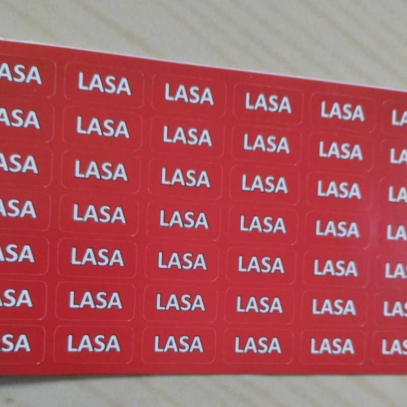 

stiker label lasa merah persegi