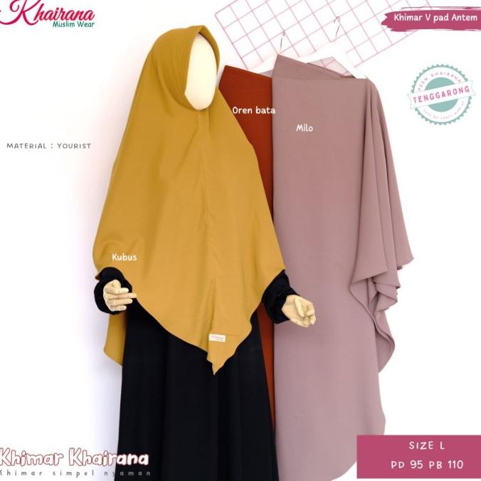 Terlaris Khimar Khairana V Y Size L & Xl Khimar Syari Jilbab Jumbo Kerudung Terbaik