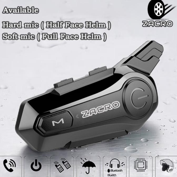 ZACRO E1 Intercom helm Bluetooth 5.0 FM Radio intercom dua arah