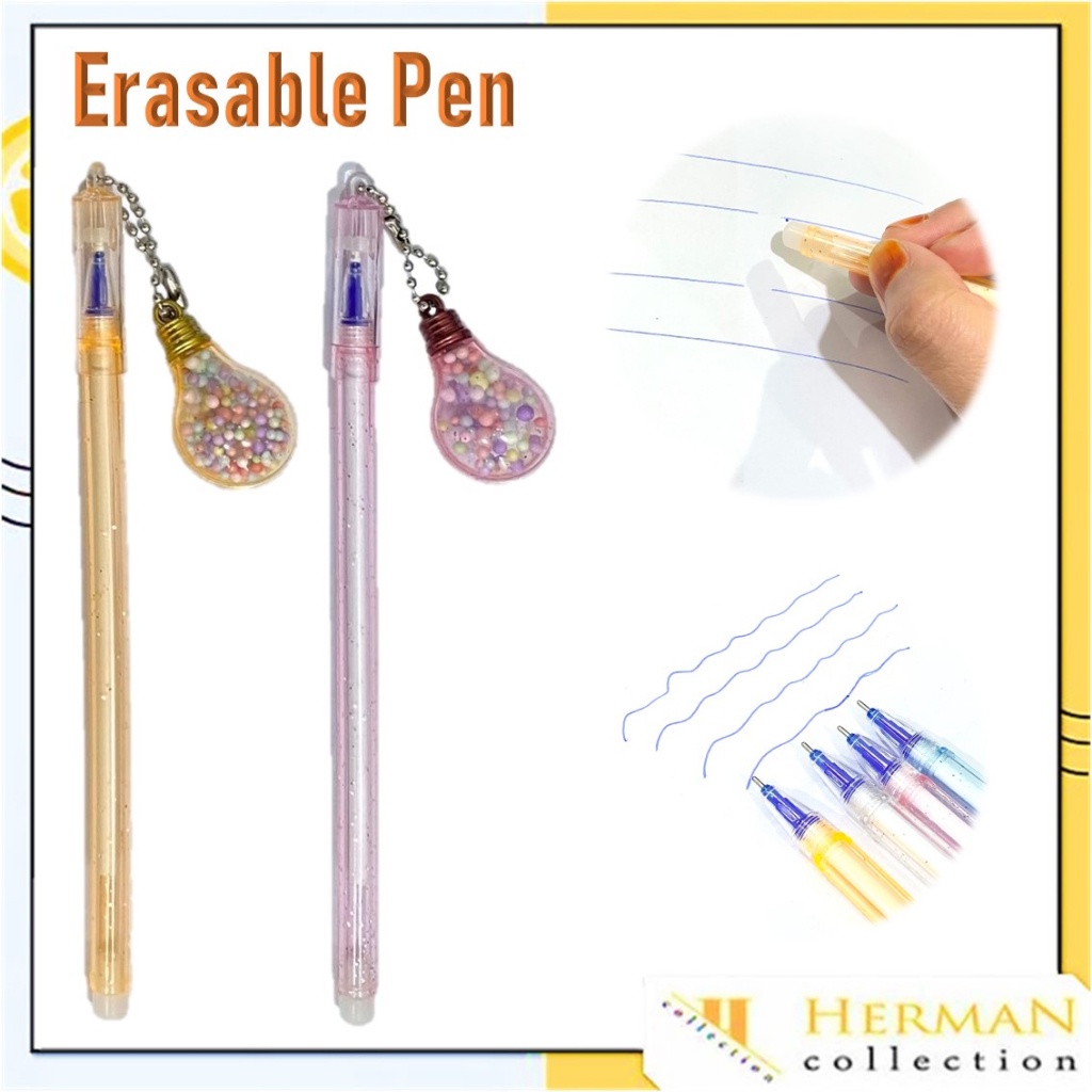 

HC Pena Gantungan Bohlam Lampu Unik Blue Ink Gel Bisa di Hapus bolpen warna pastel glitter cute Bola Salju Warna Warni Alat Tulis Sekolah Kantor Souvenir