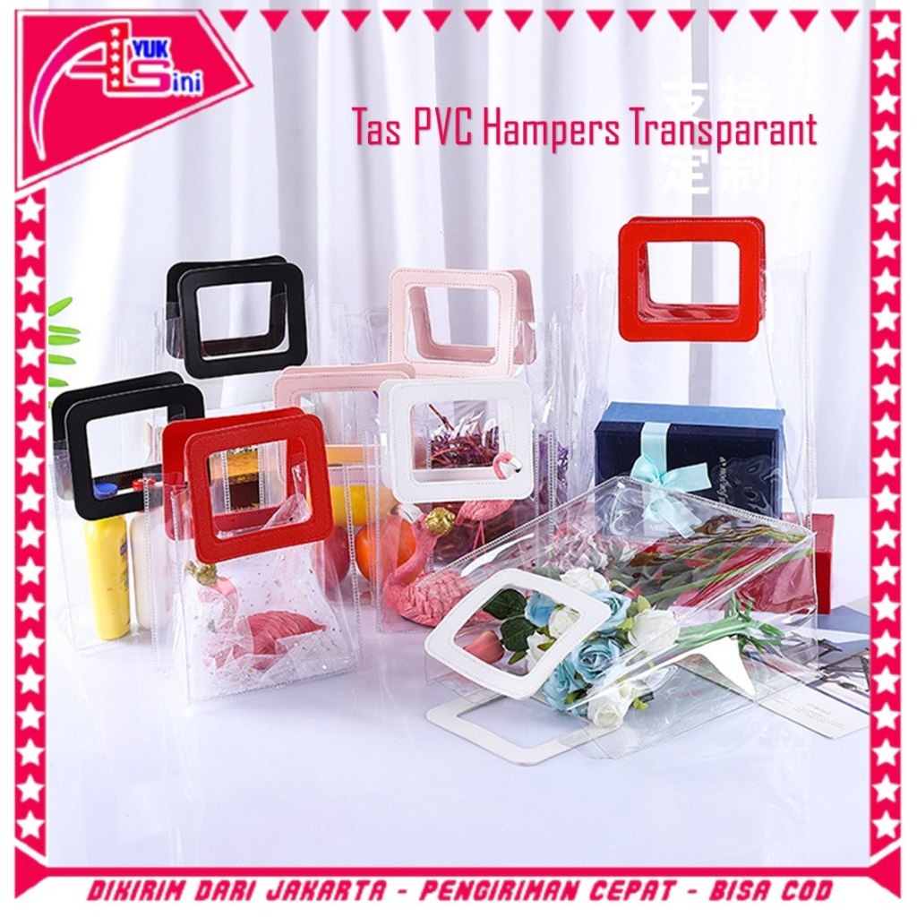 

AS Tas PVC Hampers Transparan Serbaguna Goodie Bag Handle Leather Mika Transparant Handbag Gift Souvenir Murah