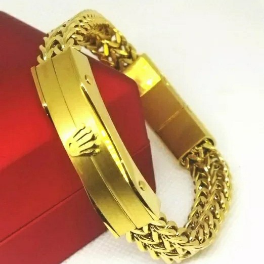 Gelang - Gelang Titanium Pria Rolex Gold Original