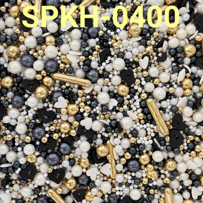 

SPKH-0400 Sprinkles springkel trimit 500gr mutiara hitam putih emas