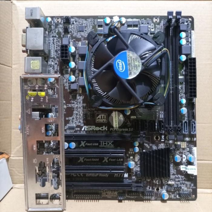 PAKETAN MOTHERBOARD MOBO H77 ASROCK PROCESSOR I5 3570 FAN BACKPANEL