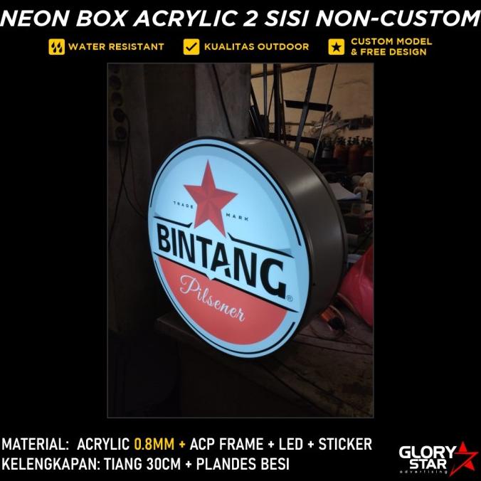 Neon Box 2 Sisi Bulat Terang Berkualitas Outdoor Awet Murah