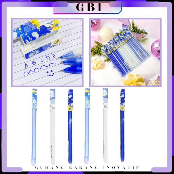 

GBI Pulpen Gel Karakter Kartun Astronot Space Pena Blue Ink Gel Bisa Hapus Karkter 0.5mm Pena Aesthetic Planet GlitterAlat Tulis Sekolah Kantor Stationary