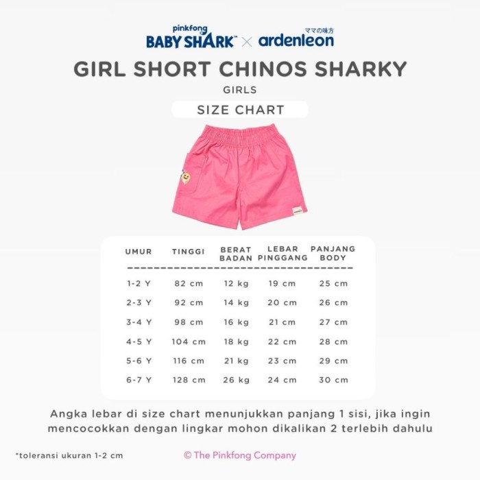Celana Pendek Anak Pinkfong Baby Shark Girl Short Chinos Dds_Ready