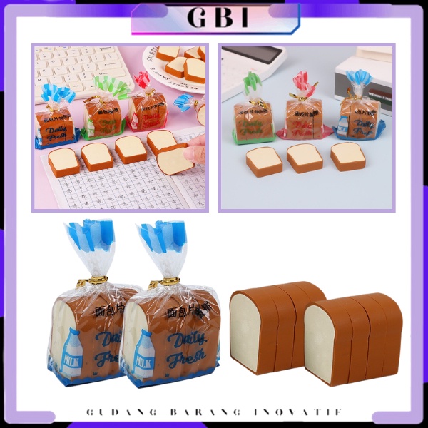 

GBI Hapusan Sekolah Korean Style Penghapus Pensil Penghapus Pensil Karakter Roti Tawar Isi 4Pcs Eraser Toast Bread Lucu Bentuk Roti Panggang 4 Pcs