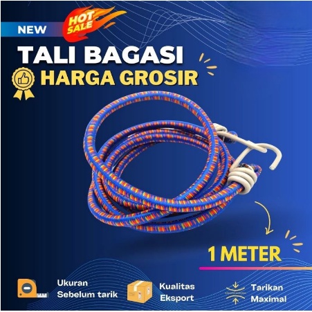 Tali Bagasi Motor 1 Meter / Tali Pengikat Bagasi Barang di Motor 1 Meter / Tali Karet Pengikat Baran