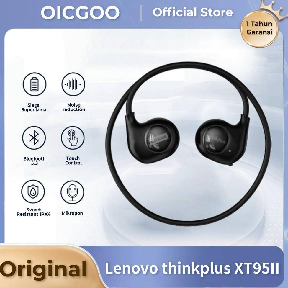 NEW Lenovo Thinkplus XT95II Open Ear Sport Headset Bluetooth 5.3 Air Bone Conduction Olahraga Earpho