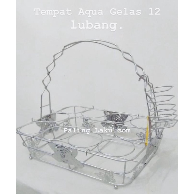 Berkualitas Tempat / Keranjang Aqua Gelas 12 lubang Stainless .,