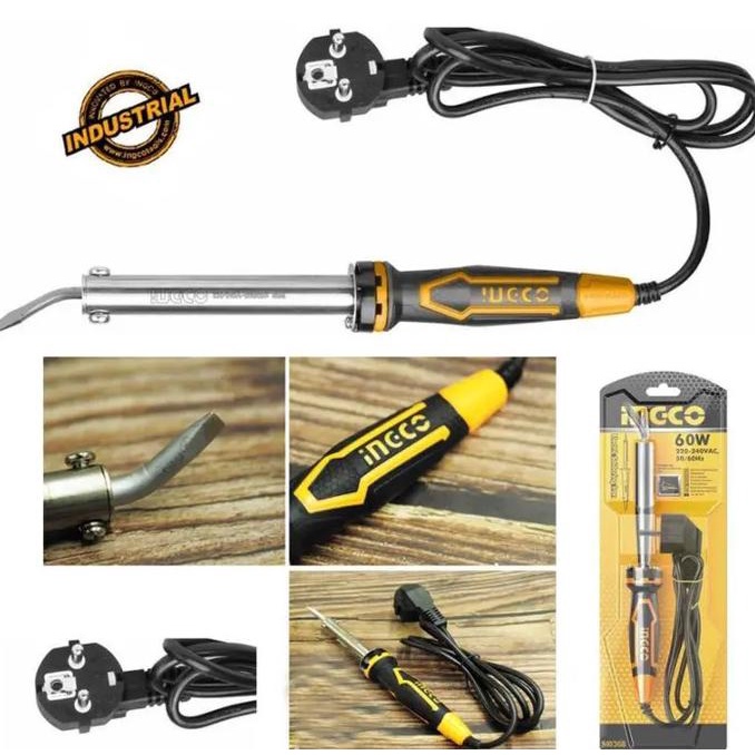 BEBAS ONGKIR - INGCO Solder Listrik 40W 60W 100W Model Flat Bengkok Lurus Industrial