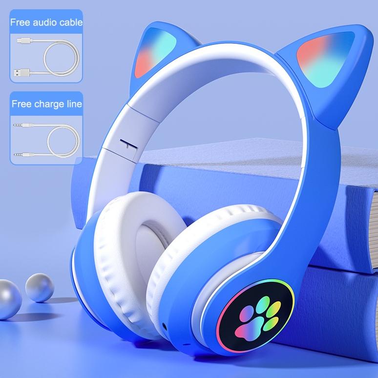 NEW Headphone telinga kucing karakter Gaming Bluetooth airphone Wireless hansed bloototh handsate ga