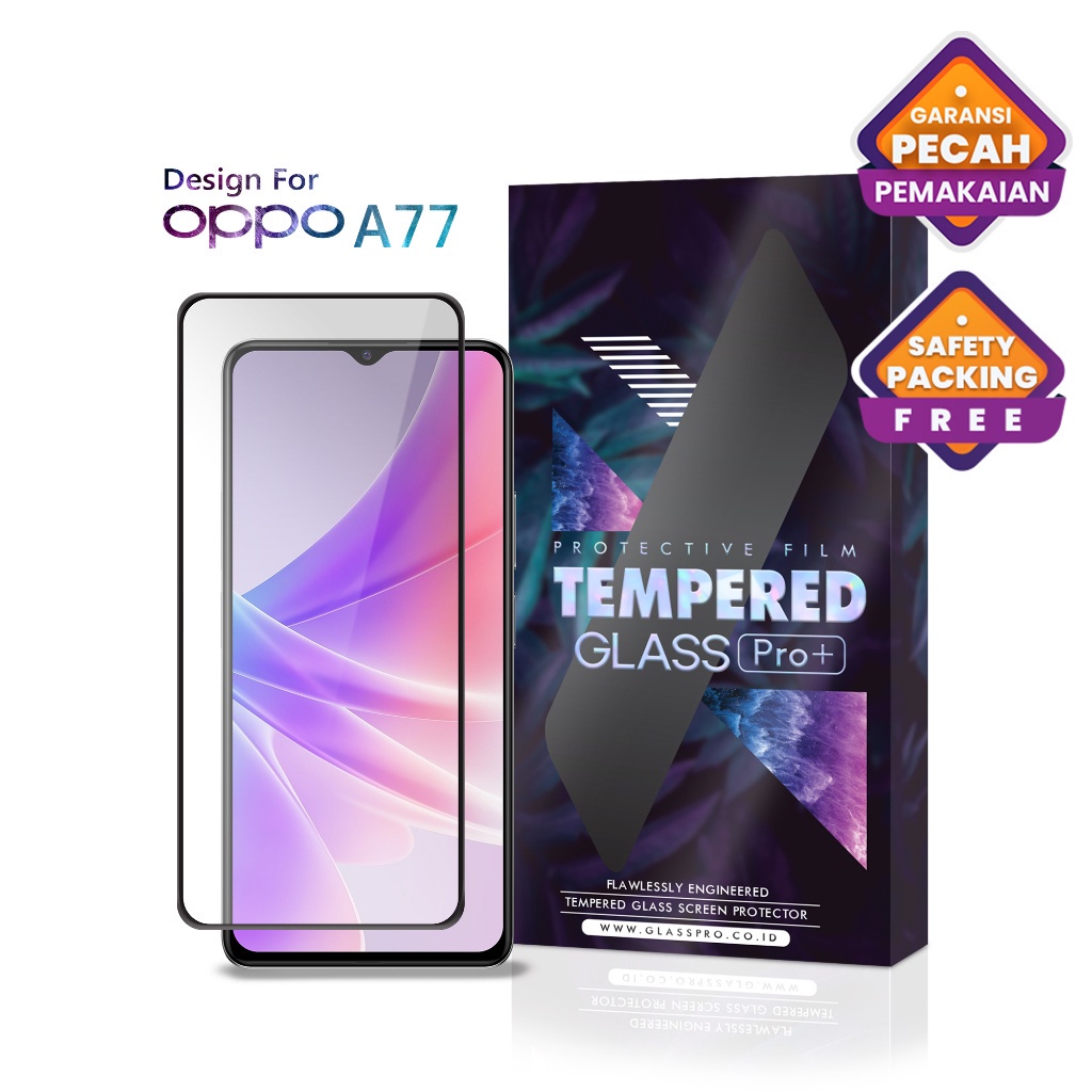 Glass Pro Tempered Glass Oppo A77 Full Cover Anti Gores Screen Guard Pelindung Layar Oppo Bergaransi