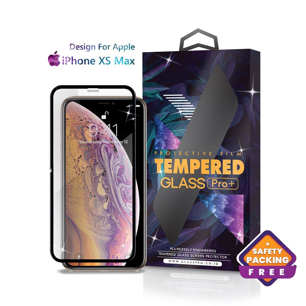 Glass Pro Tempered Glass iPhone XS Max Full Cover - Premium