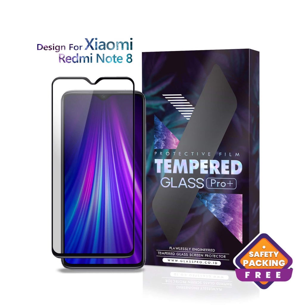 GLASS PRO Tempered Glass Xiaomi Redmi Note 8 Full Cover Anti Gores Premium Screen Guard Bergaransi