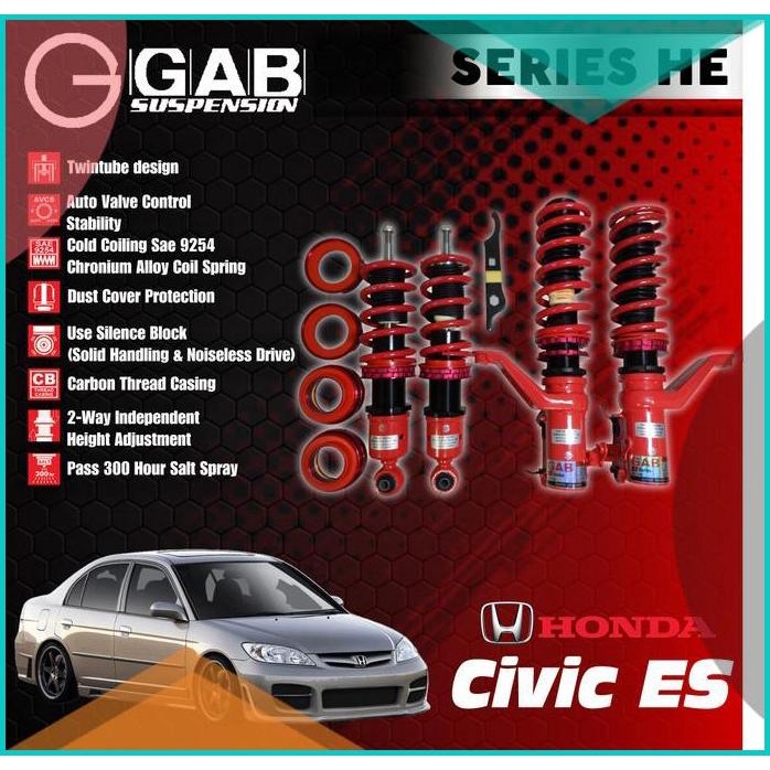 Aksesoris Suspensi per Shockbecker Coilover GAB HE Series H. Civic ES