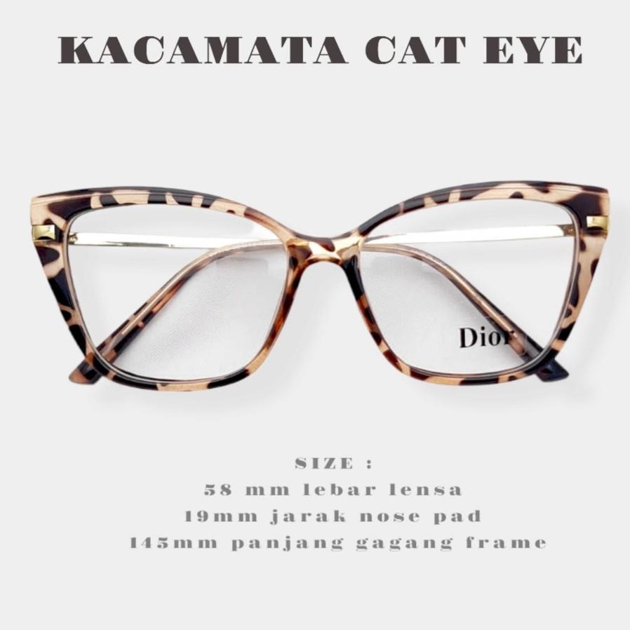 Frame Kacamata Cat Eye Wanita Cewek Kekinian Anti Radiasi Normal Baca Plus Cylinder Baca Photocroc B