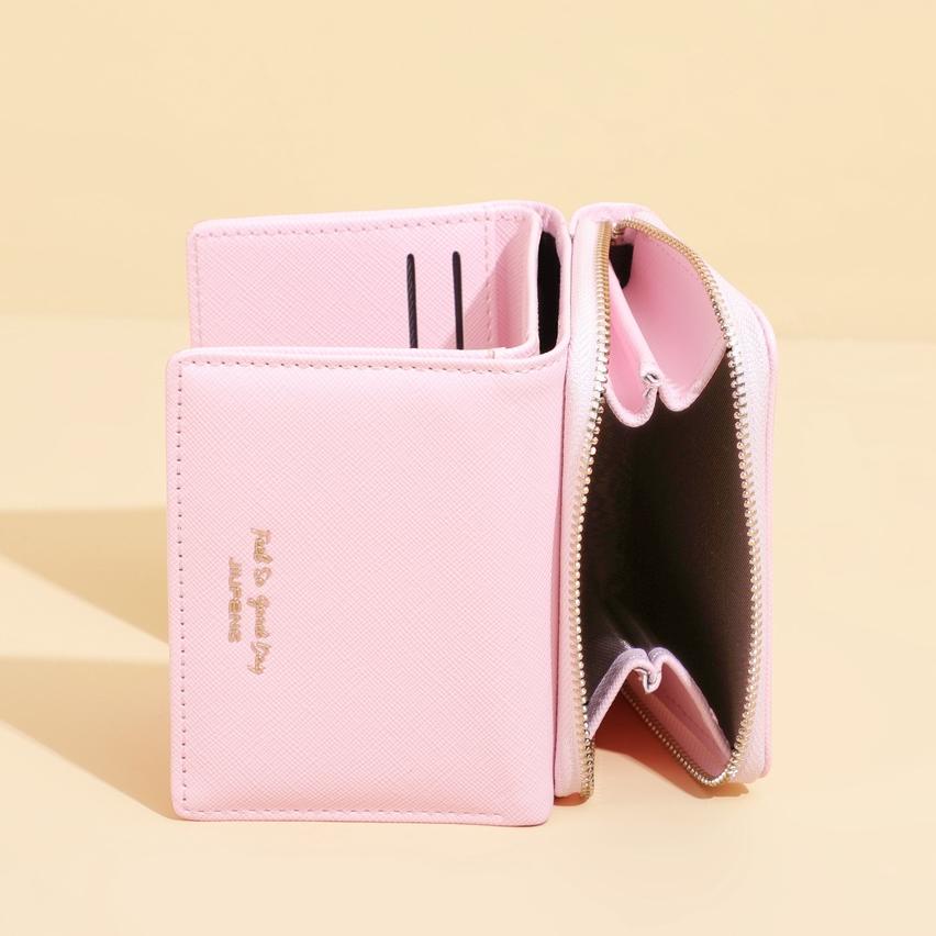 Jiufeng Dompet Wanita Dek Ritsleting Serbaguna Dilipat Dompet Koin