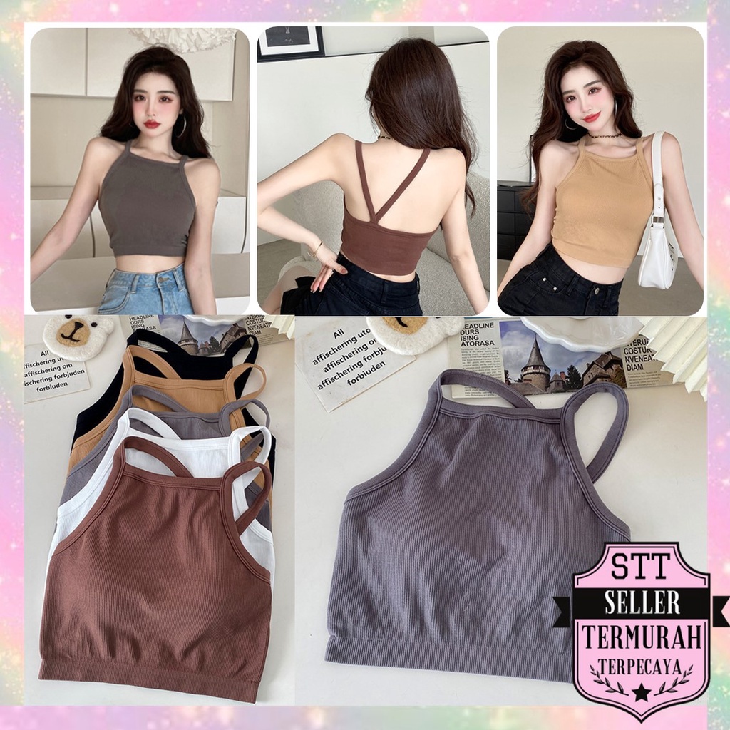 STT Tanktop Bra Wanita Tanpa Kawat 6560 Bra Fashion Wanita Turtle Neck Sexy Crop Top Elastis Bra Cro