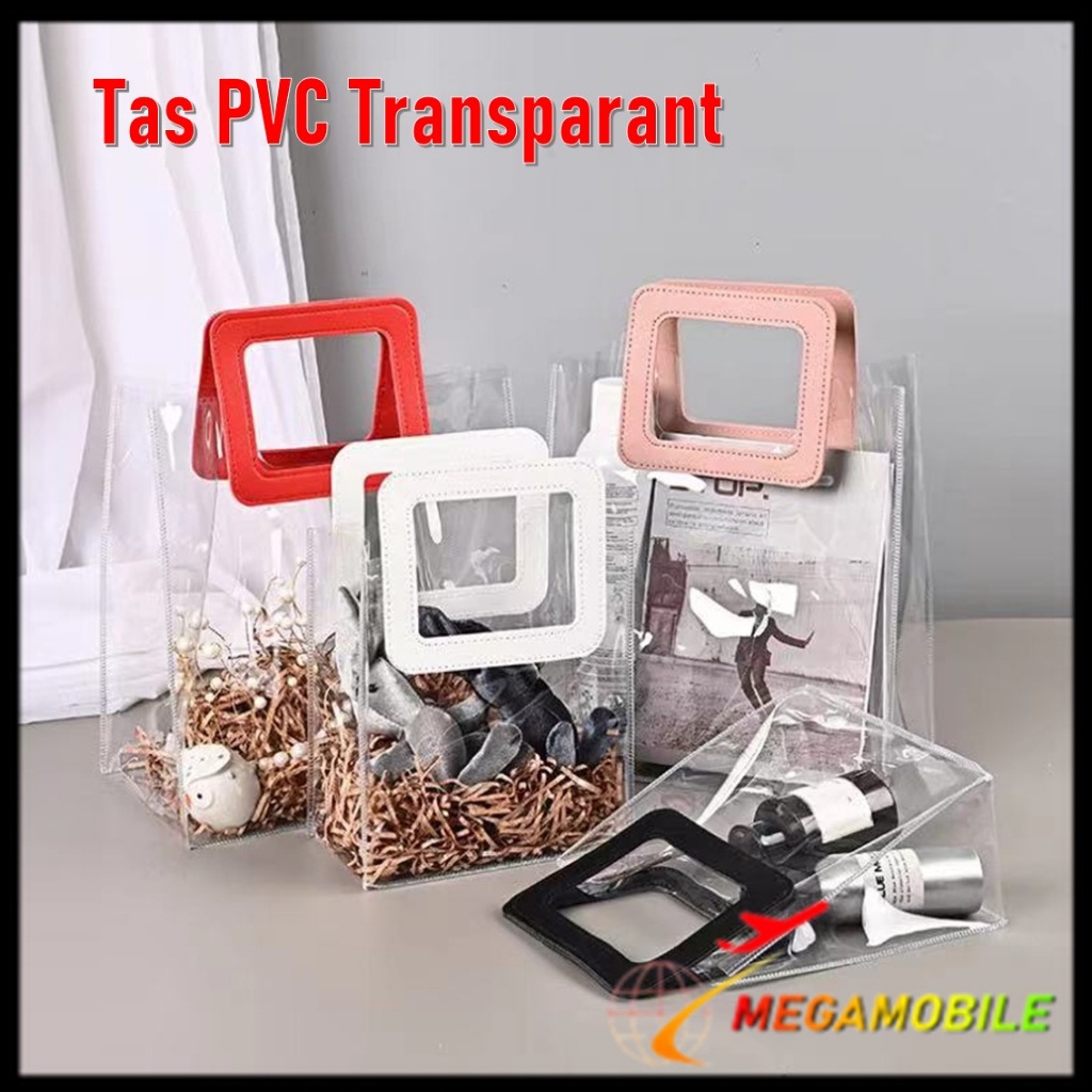 

MM - Tas PVC Hampers Transparant Serbaguna Goodie Bag Handle Leather Mika Handbag Gift Souvenir Murah