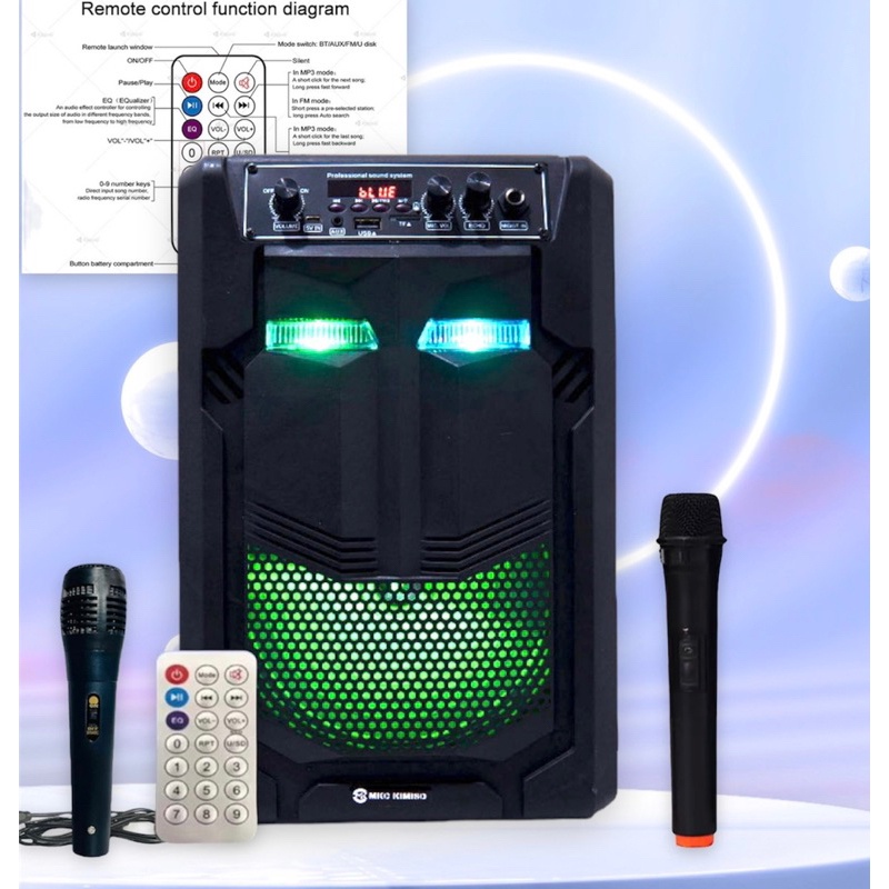 [ELECTROPICALLY] Speaker Bluetooth Karaoke Kimiso Qs-889 free 1mic wireles plus 1mic kabel 8,8inch