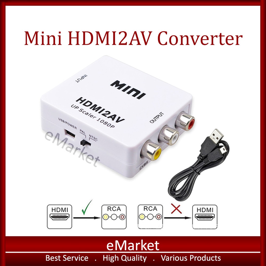 Mini HDMI2AV Converter / HDMI To RCA AV Adaptor / Box TV Tabung