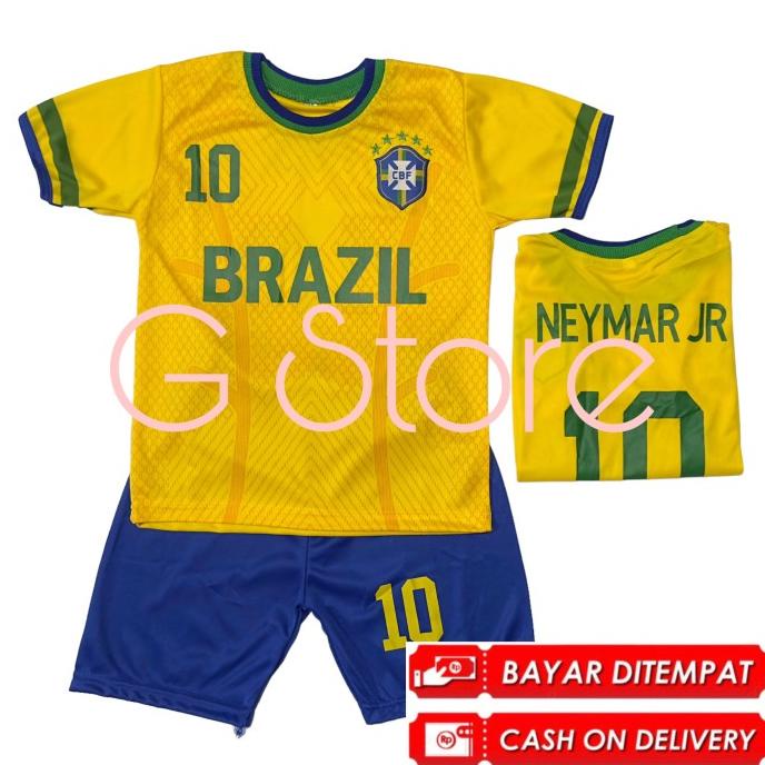 Baru BISA / SETELAN BAJU BOLA BRAZIL NEYMAR ANAK / JERSEY BOLA NEYMAR