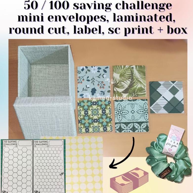 

Promo 50 - 100 mini envelopes saving challenge warna HIJAU ijo green | amplop tantangan menabung box | kamegstudio Sale