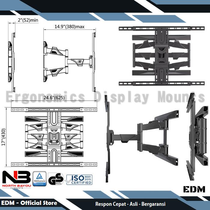 BRACKET TV 40 43 49 50 55 60 65 70 INCH, BRACKET TV SWIVEL NORTH BAYOU