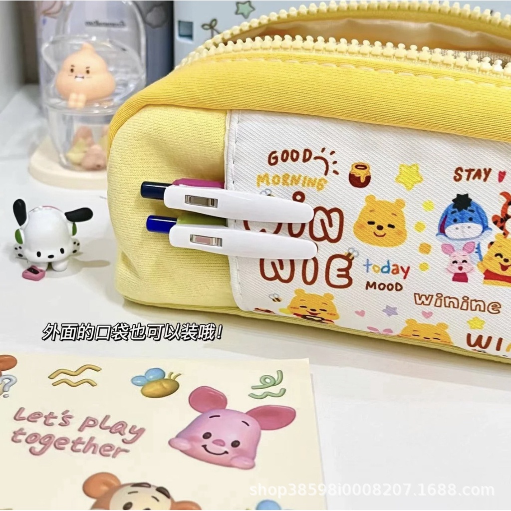 

Cartoon Pooh Bear Pencil Case Large Capacity Junior High School Student Stationery Box Simple Good-looking Cosmetic Bag Stationery Case