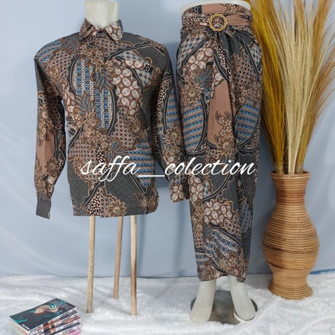 Batik Lengan Panjang Dan Rok Lilit Couple/Rok Lilit Batik Kemeja Terbaik