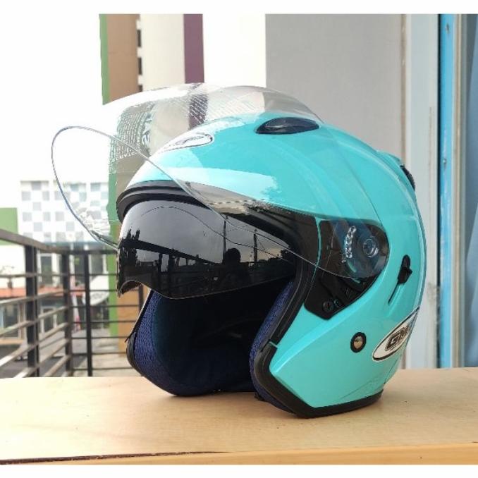 Helm Half Face Gmt/Helm Double Visor/Helm Motor Sni/Helm Murah/Putih -