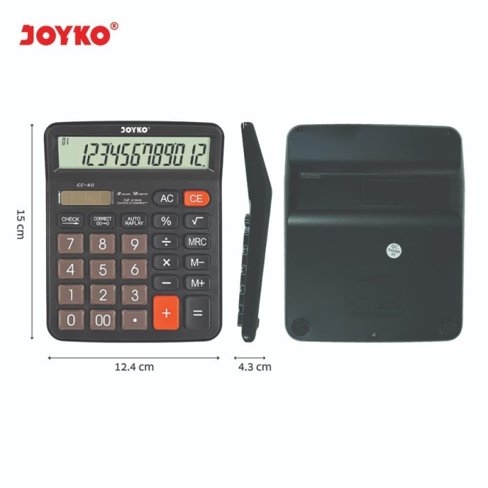 

CALCULATOR KALKULATOR JOYKO CC-40 12 DIGITS CHECK CORRECT ORIGINAL TERBARU
