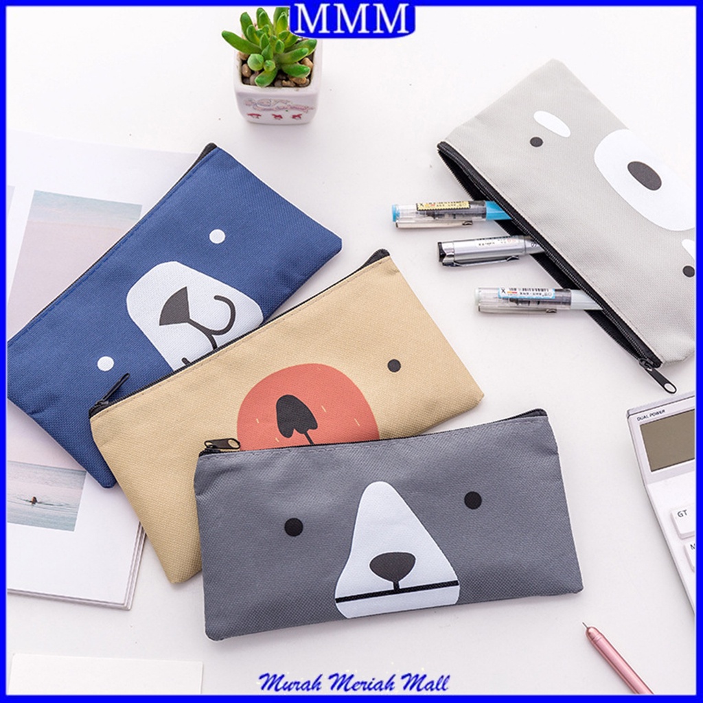 

MMM kotak Pensil Kain Kanvas Karakter Beruang Lucu Tempat Pensil Serbaguna Motif Doggy Dompet Pensil Canvas Gambar Hewan Tempat Penyimpanan Alat Tulis