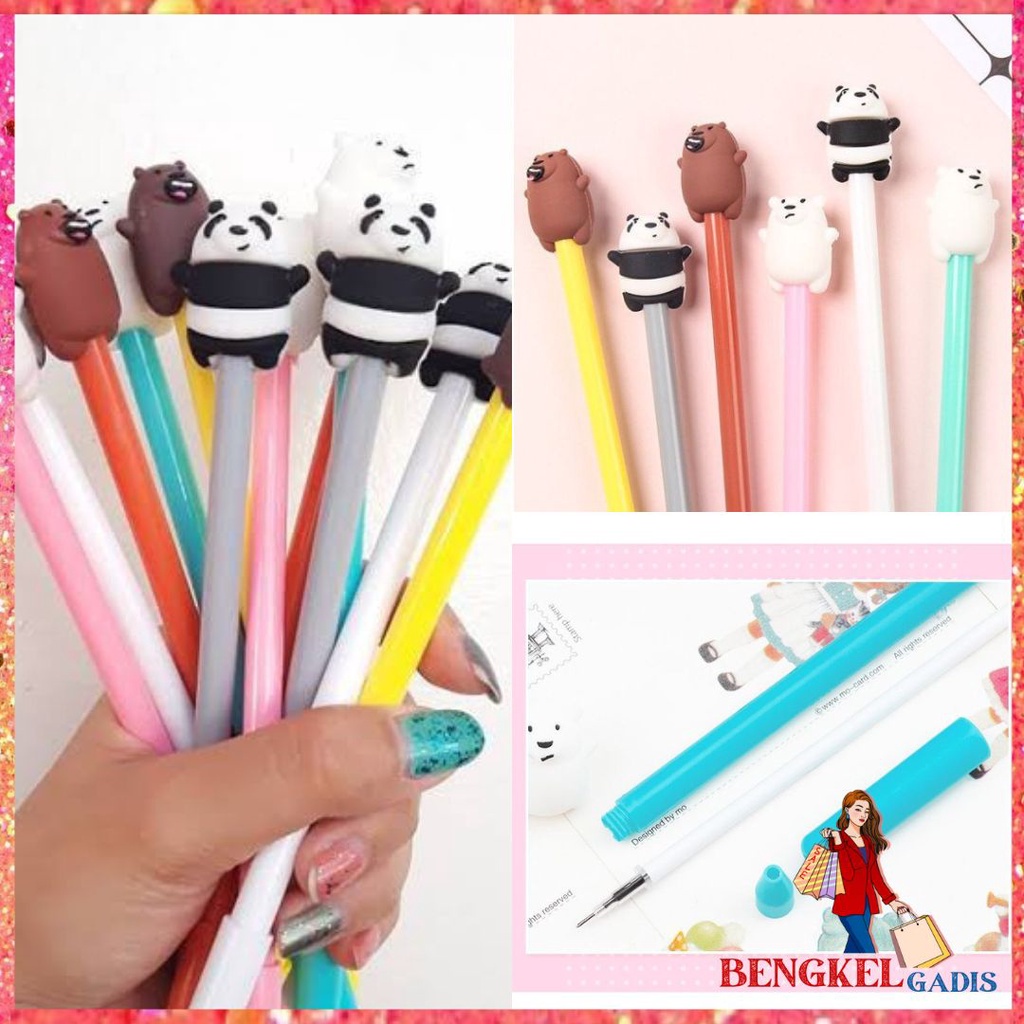 

BG Pena Gel Karakter Bare Bear Pulpen Bears Pen Motif Karakter Beruang Lucu Stationary Alat Tulis Sekolah Kantor ATK