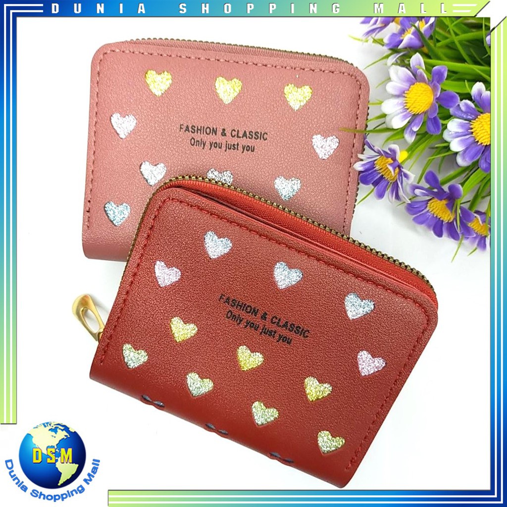 DSM DOMPET WANITA PENDEK FOREVER MEMORY LOVE GLITTER 033 DOMPET WANITA MINI DOMPET KARTU KECIL