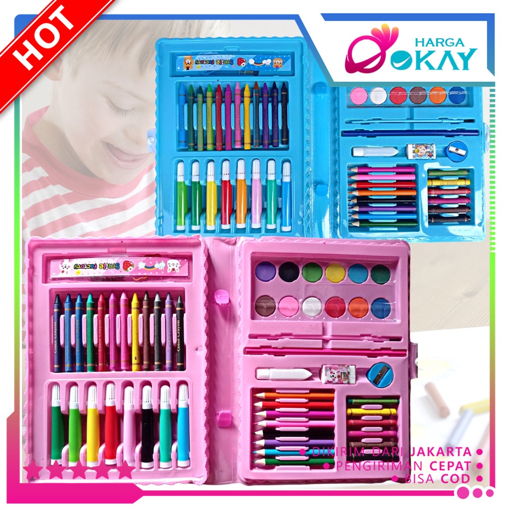 

HO Drawing Set 68Pcs Oil Pastel Crayon 68 IN 1 Set Krayon Mewarnai dan Melukis Lengkap dengan Cat Air Alat Mewarnai Anak Anak Bentuk Koper